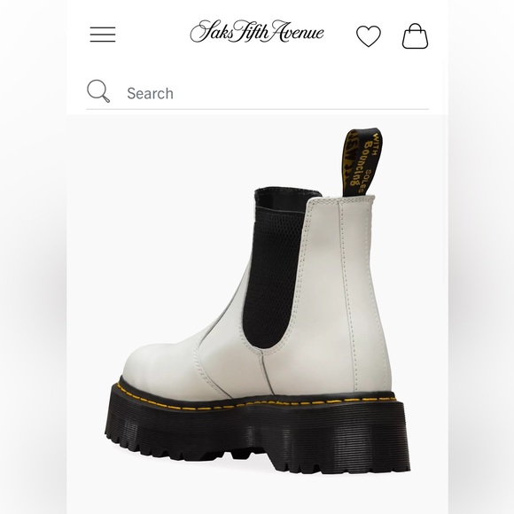 Dr Martens | 2976 SMOOTH LEATHER PLATFORM CHELSEA BOOTS WHITE - Picture 4 of 5